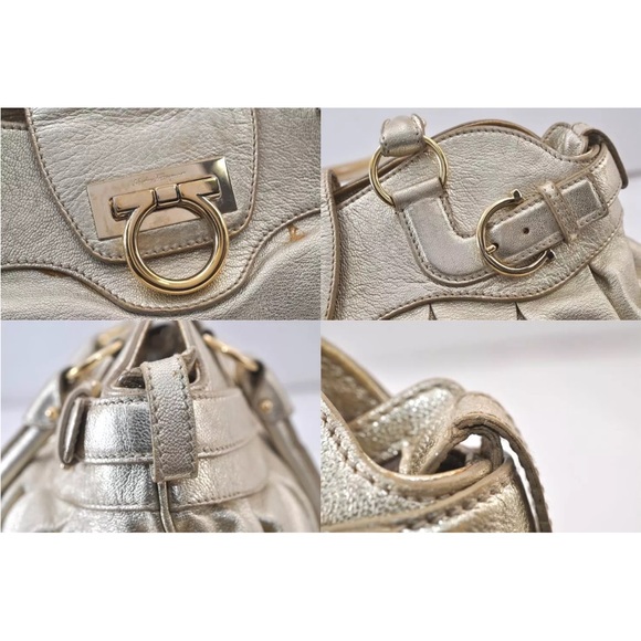 Salvatore Ferragamo Gold Top Handle Crossbody EUC - Picture 9 of 14
